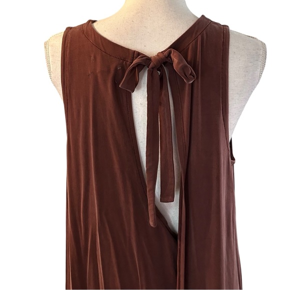 LOFT Lou & Grey Casual Sleeveless Keyhole Wrap Back Swing Dress SZ S in Brown - Picture 4 of 8